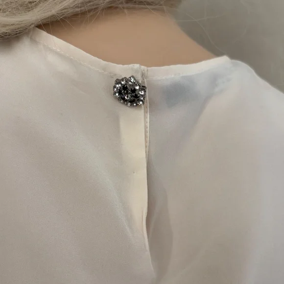 DOLCE & GABBANA Silk Black Lace Appliqué Crystal Embellished Cap Sleeve Blouse - Picture 11 of 17